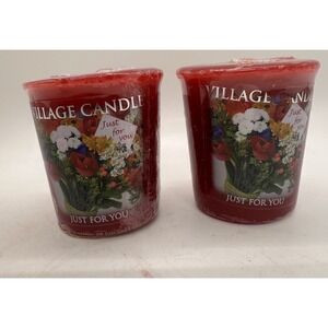 Village Candle Just For You Red Votive Candles Set of 2 Sealed Floral